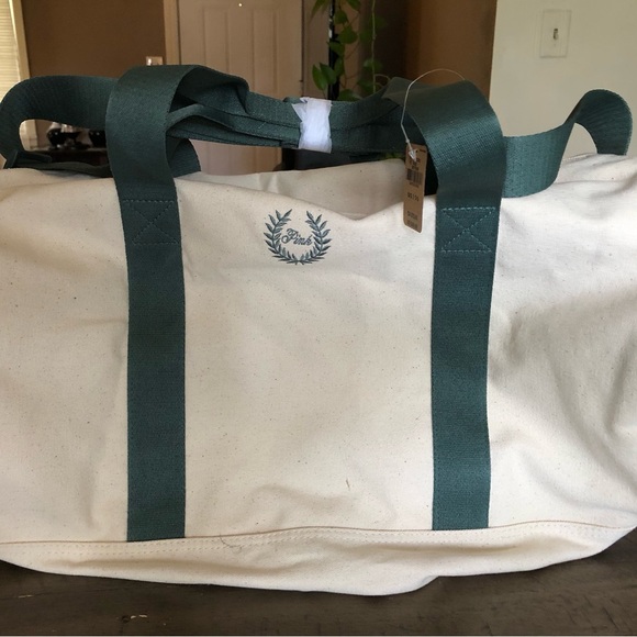 PINK Victoria's Secret Tote Bag in Cream and Green - Picture 1 of 3